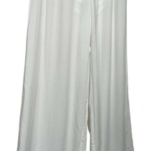 Suboo Nadia Revolve High Waist Wide Leg Pants NWT Ivory/Gold Stripe Size 6 - Picture 4 of 11